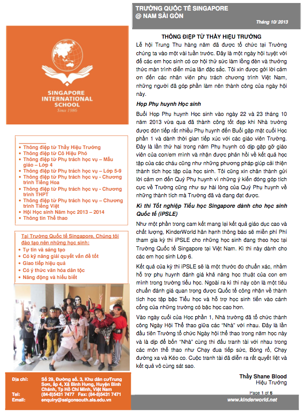 SIS Newsletter Oct 2013 Vietnamese thumbnail