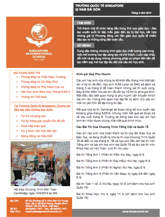 SIS Newsletter for May 2014 (Thumbnail)