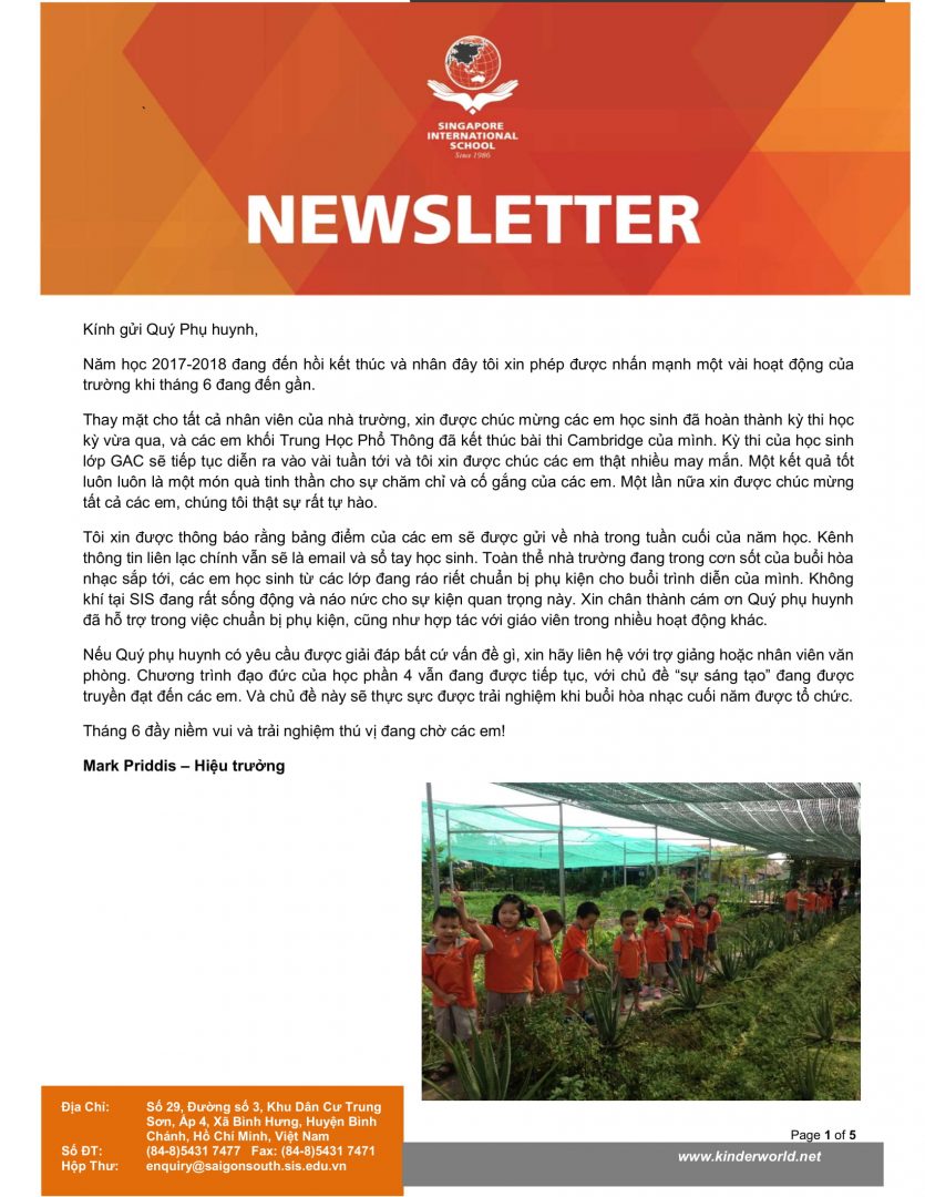 SIS - Newsletter of May 2018 - VN-1