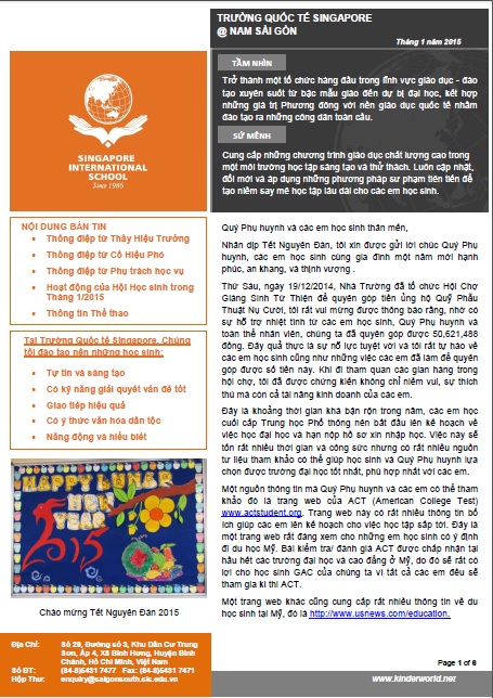 SIS@SS - Newsletter of Jan 2015 (Vietnamese, 1.3MB)