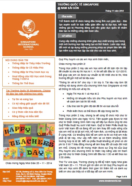 SIS@SS - Newsletter of November 2014 (Vietnamese, 1.4MB)