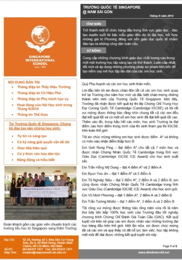 SIS@SS Newsletter for September 2014 in Vietnamese, PDF Download