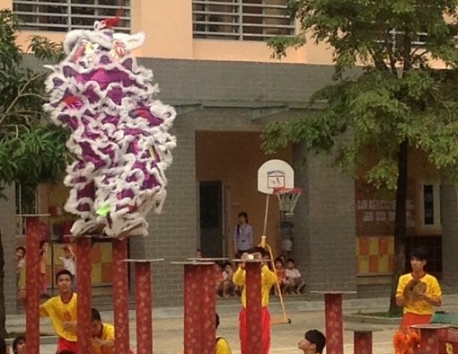 Stunts by the Lion Dance Troupe.