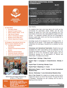 Bản tin tháng 6/2014 – Trường Quốc tế Singapore tại Học xá Nam Sài Gòn – Tiếng Anh
